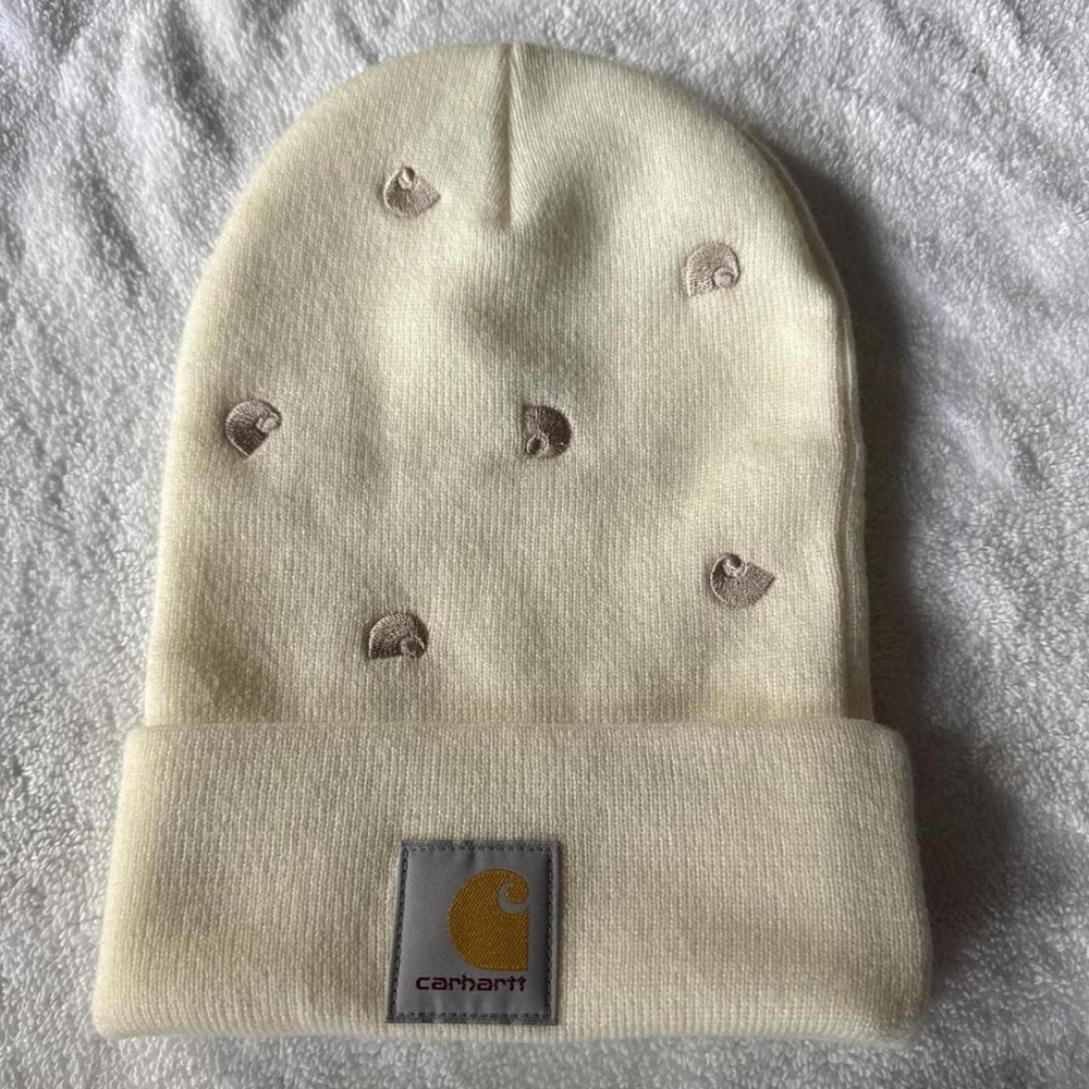 Carhartt Cream Beanie with Logo